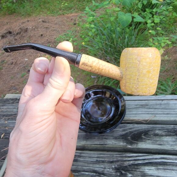 Missouri Meerschaum ORIGINAL Pipe Corn Cob Bamboo Shank Curved Stem EXCELLENT - Picture 5 of 11